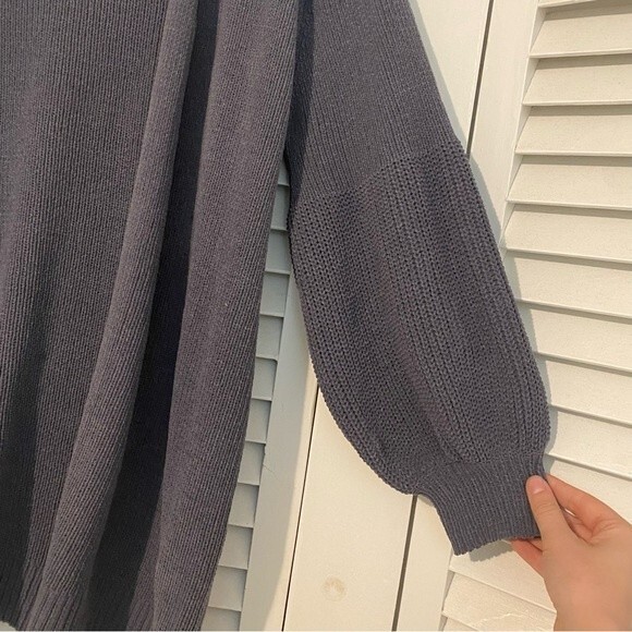 V ery J size Medium Dark Grey Blue Balloon Sleeve Oversize Cardigan - Picture 3 of 7